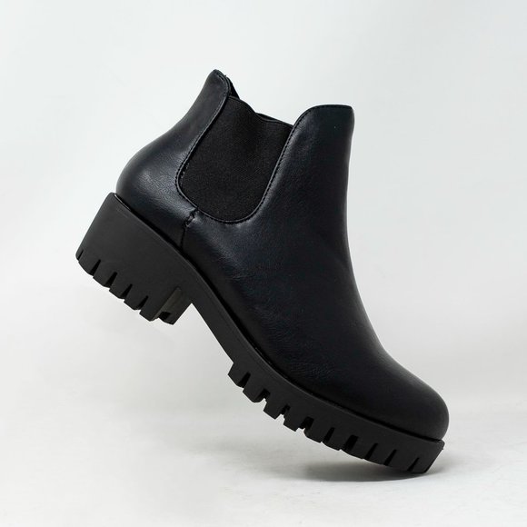 Women's Chelsea Boots Elastic Chunky Block Heel Platform Lug Sole Ankle Booties - Picture 4 of 5